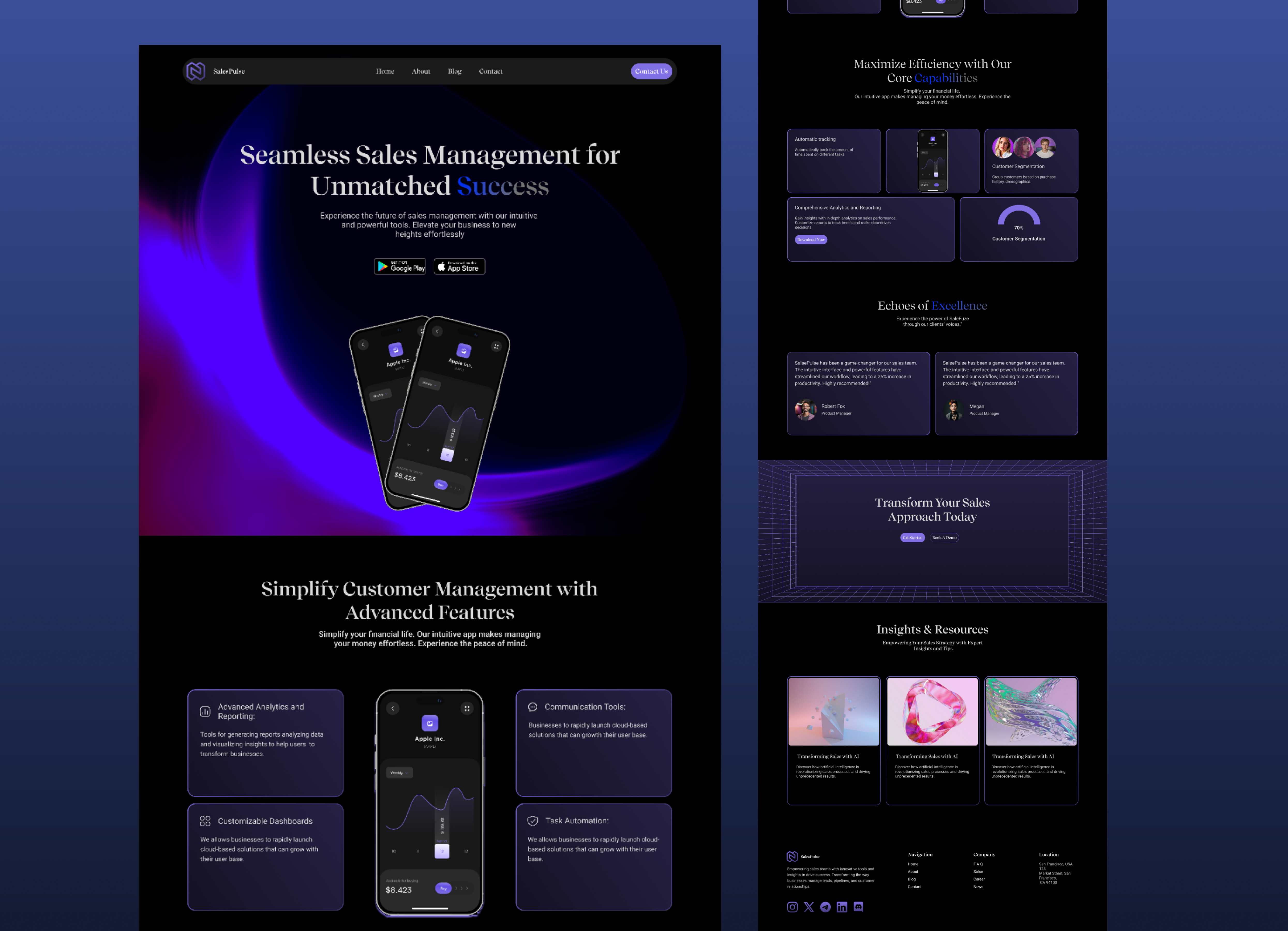 Example of Landing Page & Mobile App Design