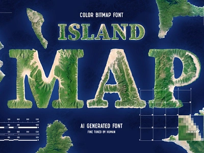 Island Map - Color Bitmap Font alphabet branding design font geography illustration lettering type typeface typography ui