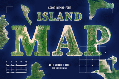 Island Map - Color Bitmap Font alphabet branding design font geography illustration lettering type typeface typography ui