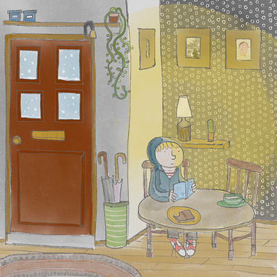 Boy in cafe cafe childrens book cosy illustration kid