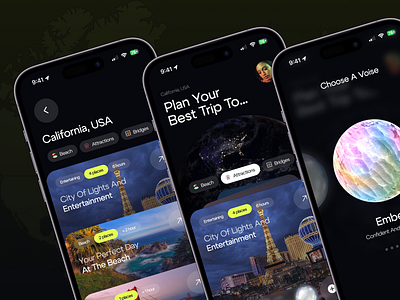 Mobile Travel App with Voice AI ai ai voice app ar assistant mobile planner product tracker travel ui ux
