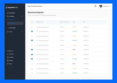 Squareone - All your company details in one place. dashboard design productdesign saas saasdesign softwaredesign uidesign webapp