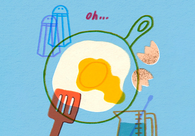 Escaped Yellow art artwork cook design egg eggshell flipper food friedpan illust illustration ipad measuringcup muddler oh photoshop saltshaker sunsideup tweetyheather yolk