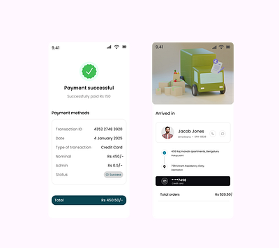 Payment Confirmation & Delivery Tracking delivery minimal design payment sucess ui