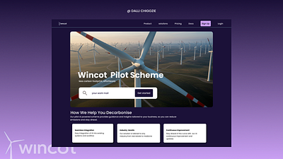 Wincot ai branding clean corporate dashboard eco energy landing page mobile power turbine ui website