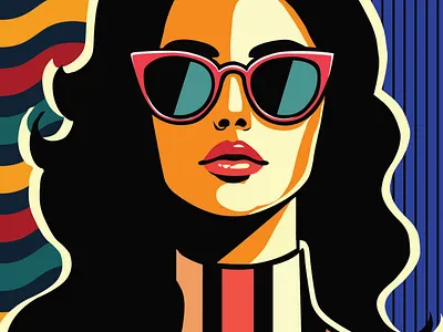 Retro Glam: Vibrant Portrait Design 3d graphic design