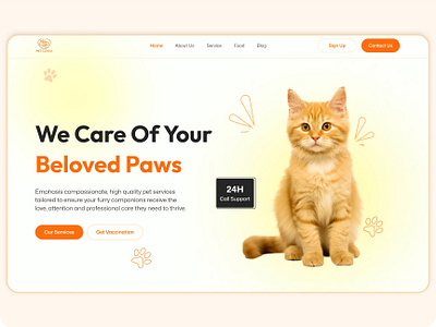 Pet Care Landing Page (Responsive) animal cat care dog care landing page modern website pet pet care pet grooming pet hostel pet service pet shop pet store pet website pets responsive website service ui web design website wordpress