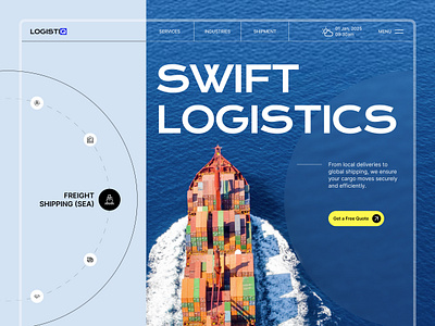 Logistics Landing Page Design brand design business landing page business page design cargo transport creative design design agency digital design freightforwarding global shipping landing page design logistics landing page logistics web design minimal design modern typography responsive design supply chain tech ui landing page uiux design website design