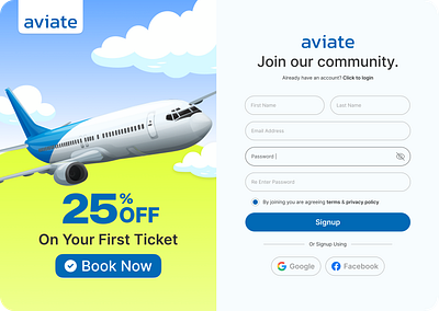Aviation Website Signup Page Design aviation design figma minimal page signup ux website