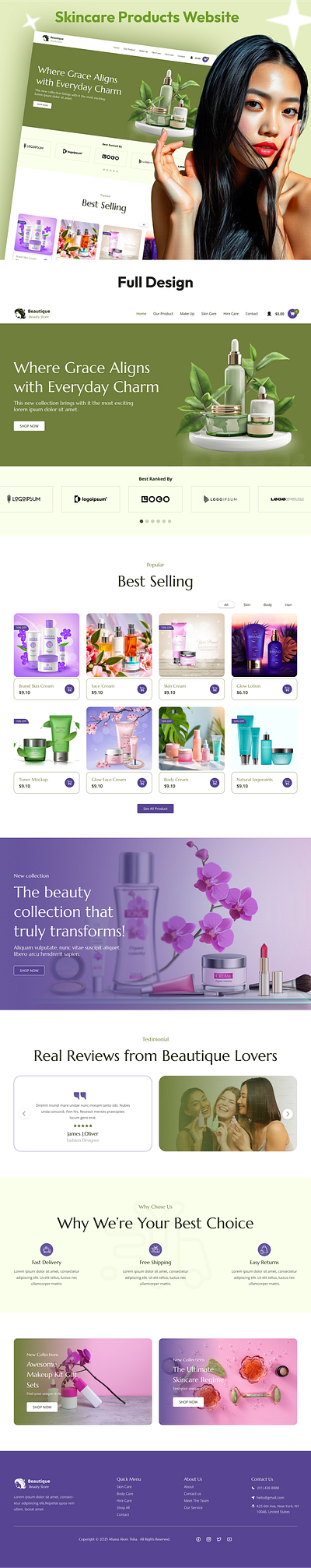 Skincare Products Website branding design graphic design illustration landing page skincare products website ui ui ux uiux user interface ux