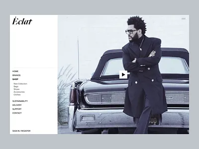 Éclat [menu/sign in exploration] animation brand e commerce interface log in luxury brand music register shop sign in sign up store the weeknd ui vidual design web design