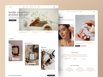 Luxury Beauty & Skincare Blog & E-Commerce Website Design beauty beige blog ecommerce luxury online store perfumes premium retail scented candles skincare template ui website