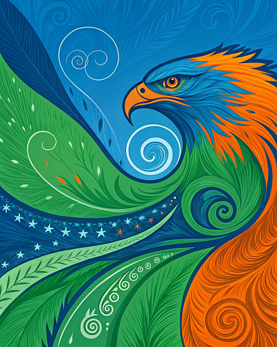 Blue, Green, and Orange Abstract abstract graphic design orange vector