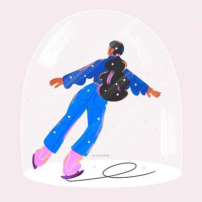 .ice skating art branding character design girl ice skating illustration logo plants procreate skate skating texture ui winter