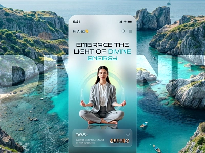 Divine : A Spiritual Meditation App ai app creative divine dribble homepage love meditation meditationapp mobile app mobileappdesign nature spiritual spiritual app spiritualdesign tech ai meditation uiux userexperience website yoga