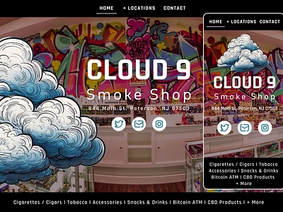 Cloud 9 Smoke Shop Website Design bodega corner store design freelance freelancer shop smoke smoke shop vape website design