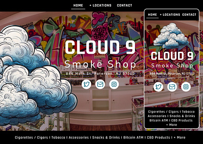 Cloud 9 Smoke Shop Website Design bodega corner store design freelance freelancer shop smoke smoke shop vape website design