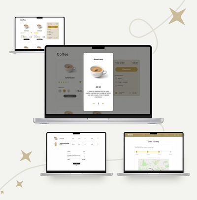 From Order to Delivery – Coffee Shop Website basketscreen checkout screen coffeeshopwebsite menu design ordertracking