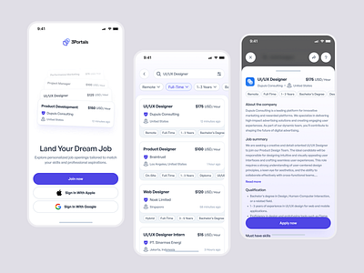 Job Finder App - UI Exploration app app design design finder job minimalist mobile mobile design project purple ui ux