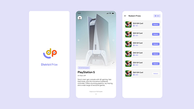District Prize | App UI UX Design app design app ui contest app figma graphic design minimal app motion graphics popup design prototyping registration screen reward app slideing app ui ux ux design