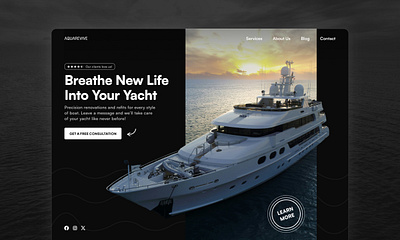 AquaRevive Yach Renovations - Website Design boat design landing page maritime renovation ship ui ui design website website design yacht