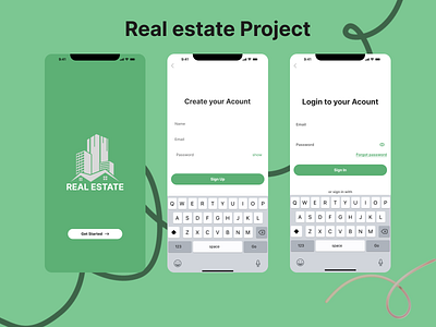 Real estate project some screens app design app ui figma login page design mobile app motion graphics signup page design ui uiux vector