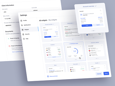 Widget customization chart client information crypto customization dashboard documents finance fintech forex profile settings status trading wallet web widget