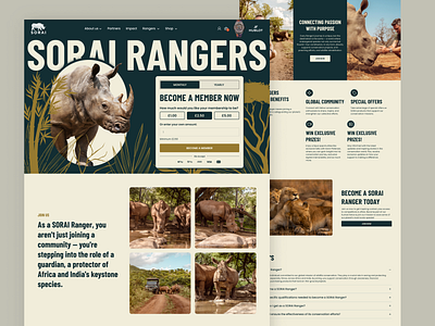 Membership Landing Page | SORAI Rangers become a member community conservation landing landing page membership pricing rhino sorai subscribe subscription ui website wildlife wildlife conservation