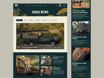 SORAI Rangers | News Page Design article blog blog design blogpost clean conservation feed news news website newsfeed newspaper rhino safari sorai ui website blog