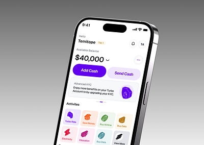 TurboPay - Fintech Mobile Application design fintech ui ui design ux ux design