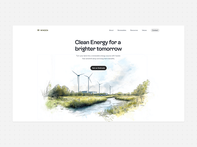 Hero Explorations for a Renewable Energy Company! clean energy hero illustration midjourney ui website