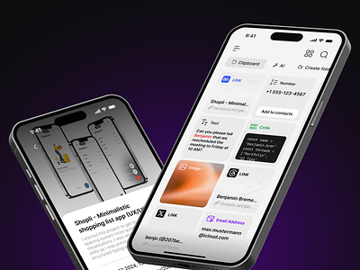 Clipboard App Design app design graphic design interaction design ios minimal design ui ui design user experience user interface ux design