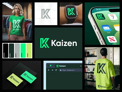 Kaizen logo design - Brand Identity, branding brand brand design brand identity branding design graphic design icon identity k logo logo logo design logo designer logos logotype mark minimalist logo modern logo monogram logo symbol typography