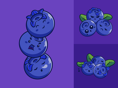 Blueberry🔮 - Fruit Food & Drink art blue blueberries cute food fresh fruit illustration leaf vector