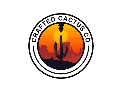 Woodworking and Laser Engraving Shop branding cactus cnc cnc machining desert engraved engraving shop handmade landscape laser laser engraving logo logo design mountain sunset woodworking