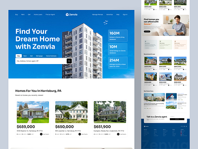 Real Estate Landing Page apartment home rent properties property landing page property list property listing website property management property rental booking real estate agency real estate agent real estate details page real estate website realestate realestate landing page responsive website uiux design web design