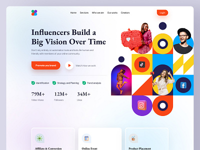 Influencer Marketing Landing Page Design apartement app architecture brand design branding design estate graphic design illustration influencer landing landing page logo marketing ui web design website website design