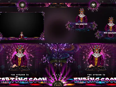 DJ-themed Clown Stream Pack design graphic design illustration logo mascot logo stream pack streaming twitch