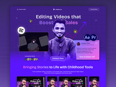 Portfolio Website for Video Editor elementor pro elementor website figma landing page figma ui landing page landing page design landing page ui marketing sales landing page ui ui design uiux design video editing video editing website video editor landing page video editor website video landing page video production video production landing page wordpress landing page ui