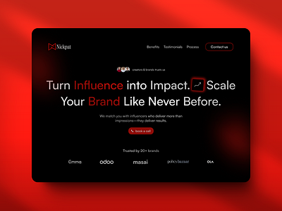 landing page design for influencer marketing agency cool website framer freelance webdesigner graphic design header design ui webdesigner