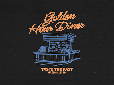 Golden Hour Dinner Hand Drawn Design brand branding classic custom design custom illustration design hand drawn illustration nostalgic art nostalgic design restaurant t shirt design vintage vintage design vintage illustration vintage t shirt