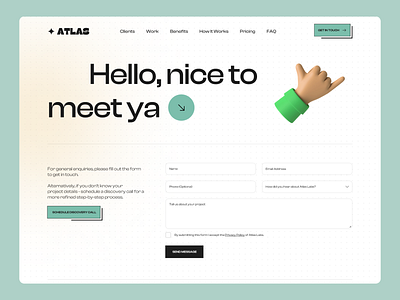 Agency Website Contact Page Concept agency website atlas labs contact form contact page faq web development agency