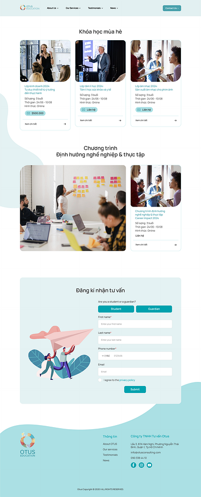 OTUS Education | Our Services Demo education ui web design