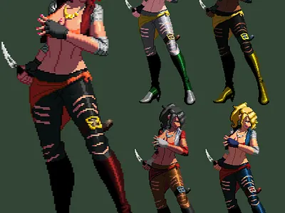 Giselle character creation character design digital art fighting game graphic design illustration kof kof style pixel art snake team