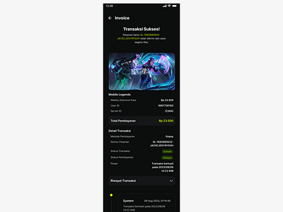 Transaction UI Mobile App TopUp Gaming ui