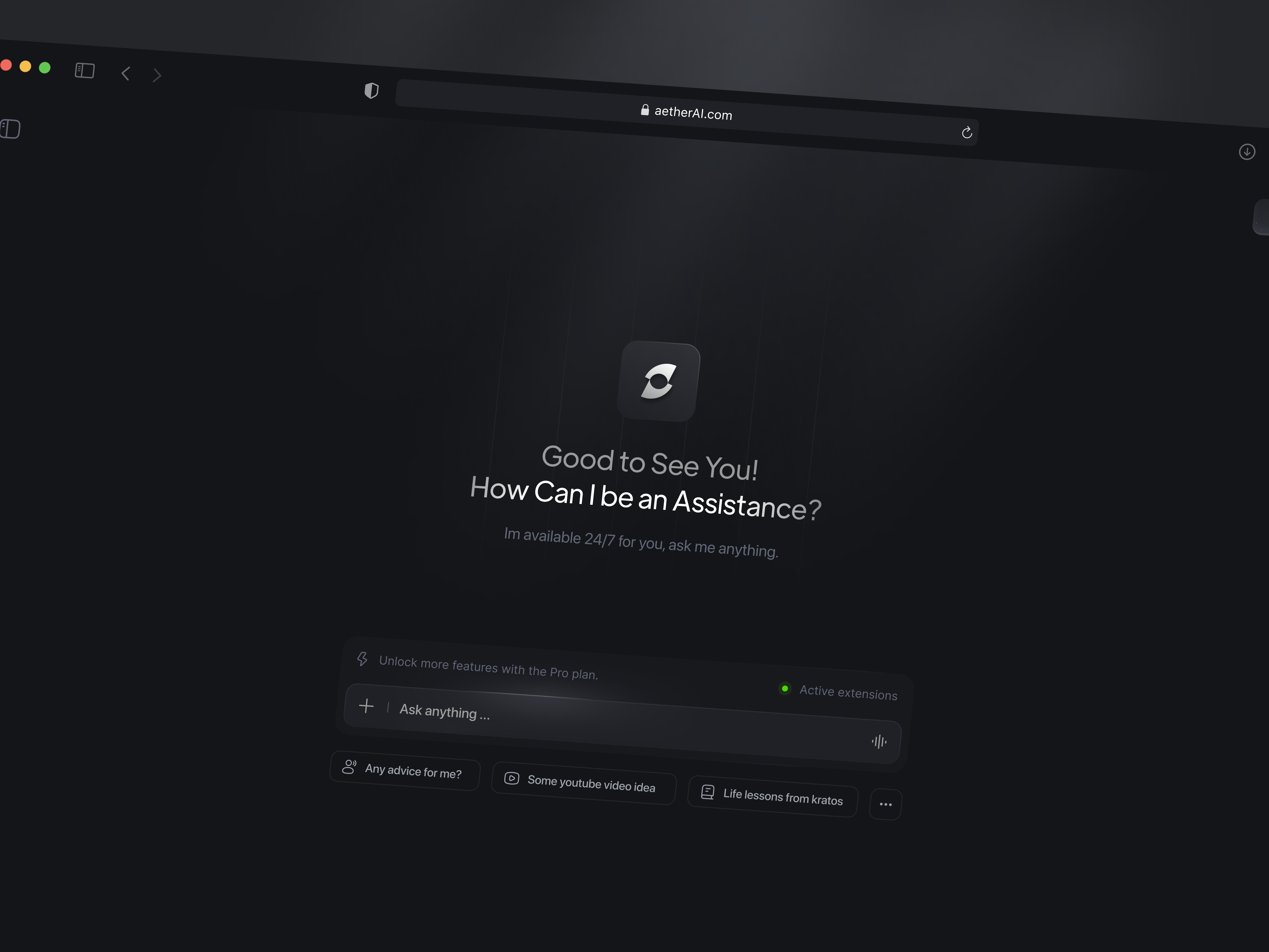 Aether AI - Advanced AI Chat Assistant ai ai chat artificial intellignet chat chat bot clean fintech futuristic interface message bar minimal product design subscription trend ui uix upgrade user interface ux web app