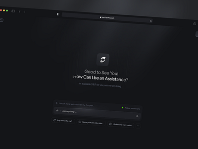 Aether AI - Advanced AI Chat Assistant ai ai chat artificial intellignet chat chat bot clean fintech futuristic interface message bar minimal product design subscription trend ui uix upgrade user interface ux web app