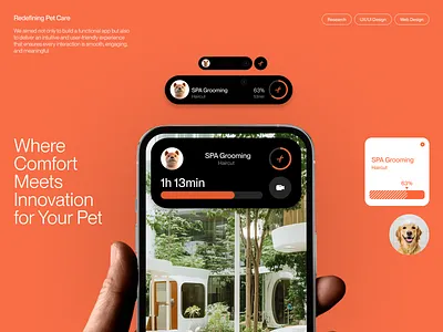 Dynamic Island Pet App - UI UX animal care clean ui dog app dynamic island innovative design innovative ui mobile app mobile design modern ui pet app pet care pet hotel app smart app ui ui trands ux uxui