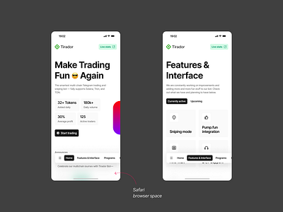 Tirador 2.0 bot mobile product ui ux