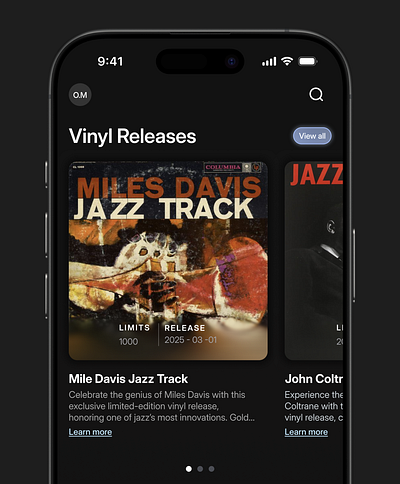 Vinyl Jazz app app design product design ui ux visual design